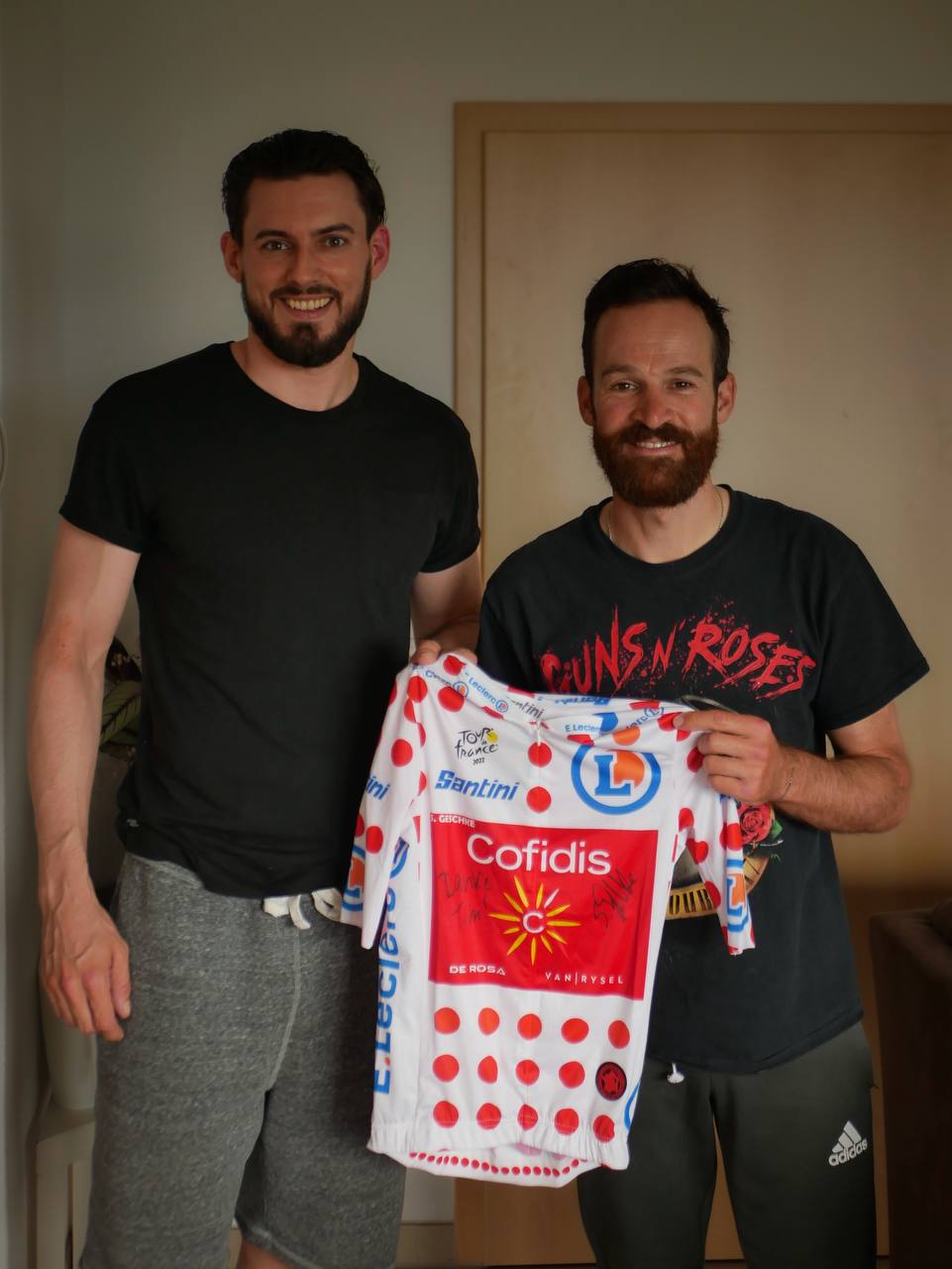 Tim Collet with Tour de France cyclist Simon Geschke